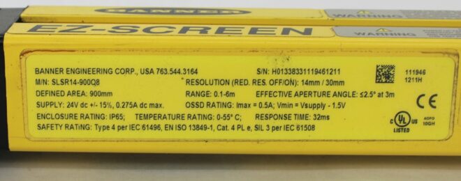 Banner SLSR14-900QB Reciever EZ Screen Light Curtain 14mm/30mm - Image 2