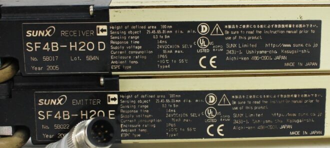 SUNX SF4B-H20 Emitter & Receiver Set Light Curtains 390mm - Image 3