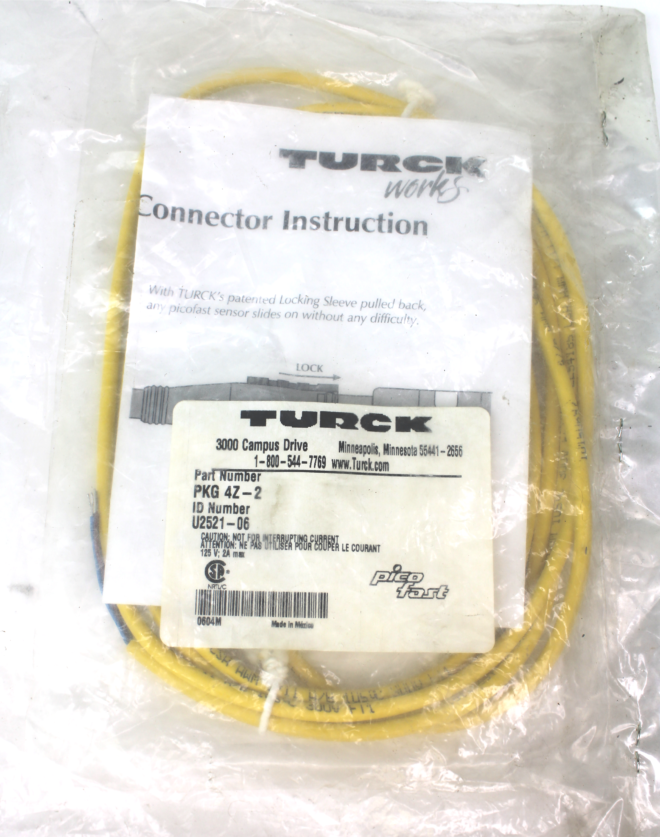 Turck PKG 4Z-2 Sensor Cable with Quick Disconnect New
