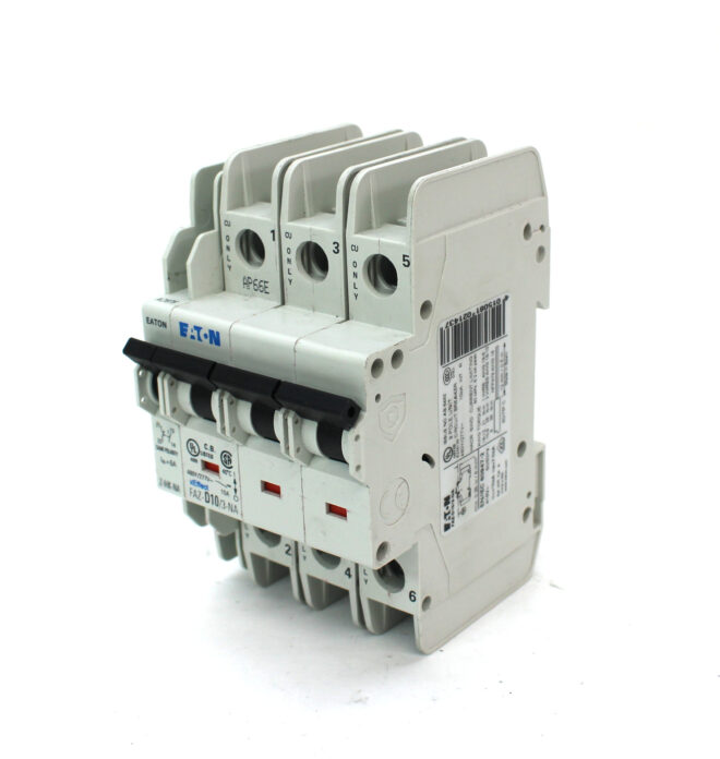 Eaton FAZ-D10/3-NA Circuit Breaker, 3-Pole w/ Z-IHK-NA Auxiliary Contact 5VDC