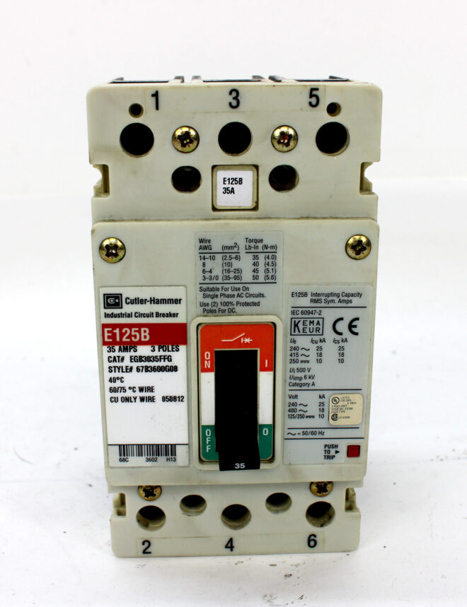 Cutler-Hammer EGB3035FFG Industrial Circuit Breaker, 3 Pole, 35A - Image 3