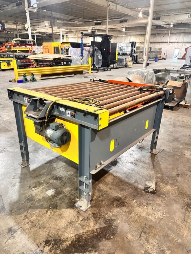 60" Wide x 63" Long Pallet Conveyor Powered Roller Conveyor with Chain Transfer - Image 2