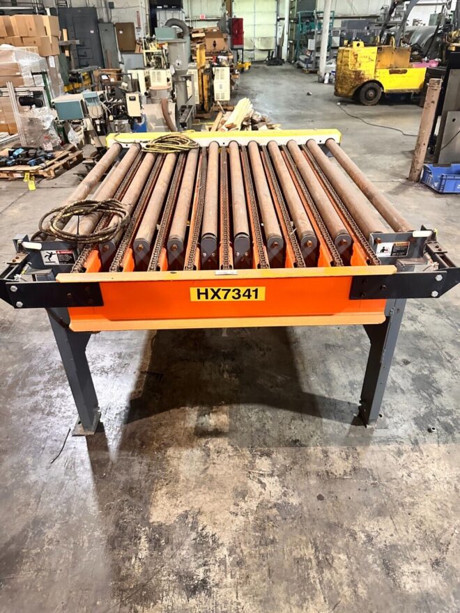 60" Wide x 63" Long Pallet Conveyor Powered Roller Conveyor with Chain Transfer - Image 3