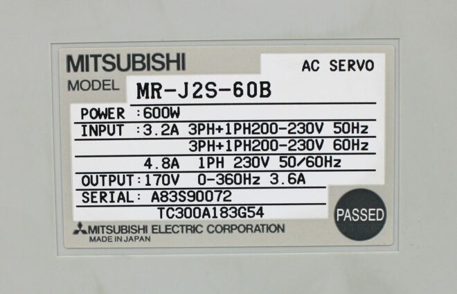 Mitsubishi MR-J2S-60B AC Servo Drive, 600W - Image 4