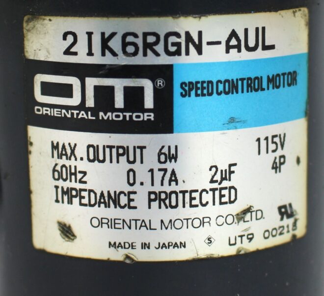 Oriental Motor 2IK6RGN-AUL Speed Control Motor w/ 2GN180K Gear Head - Image 3