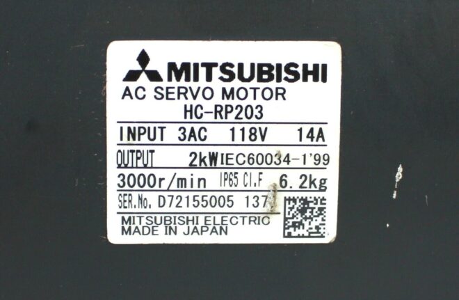 Mitsubishi HC-RP203 AC Servo Motor, 14A - Image 4