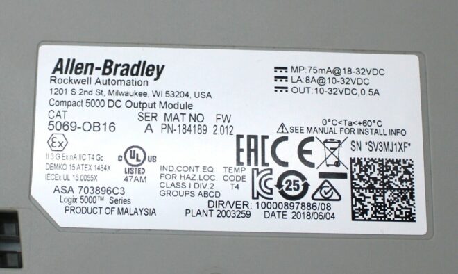 Allen Bradley 5069-OB16 Compact 5000 DC Output Module, Ser.A - Image 4