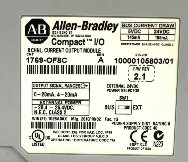 Allen Bradley 1769-OF8C Compact I/O Output Module, Ser.A - Image 4