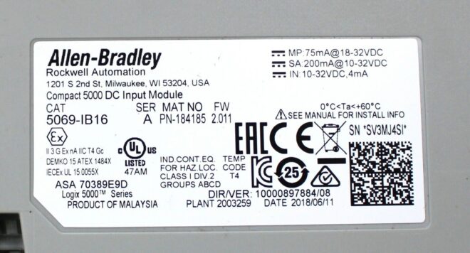 Allen Bradley 5069-IB16 Compact 5000 DC Output Module, Ser.A - Image 3